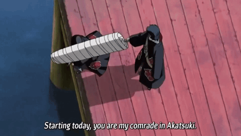 Two Anime Characters Starting Today You Are My Comrade In Akatsuki GIF