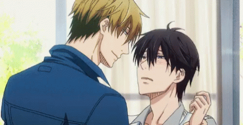 Two Anime Characters Touching Faces GIF
