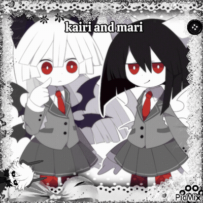 Two Anime Characters With Kairi And Mari Above GIF