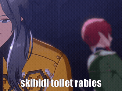 Two Anime Characters With Skibidi Toilet Rabies GIF