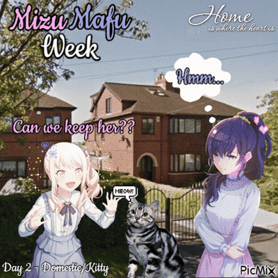 Two Anime Girls And A Cat Mizu Mafu Week GIF