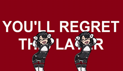Two Anime Girls Are Dancing In Front Of The Words You 'Ll Regret This Layer GIF