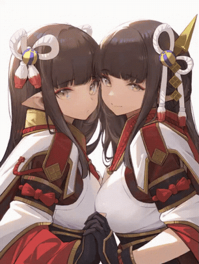 Two Anime Girls Are Hugging Each Other And One Has A Bow In Her Hair GIF