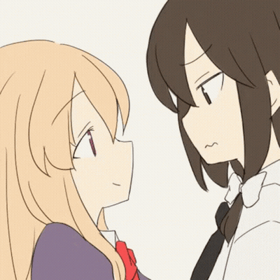Two Anime Girls Are Looking At Each Other And One Of Them Is Wearing A Tie . GIF
