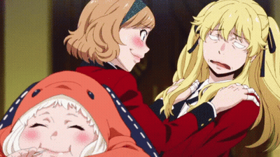 Two Anime Girls Are Standing Next To Each Other GIF