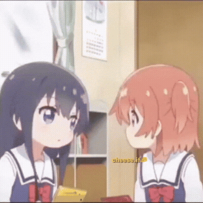 Two Anime Girls Are Standing Next To Each Other In A Room And Talking . GIF