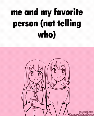 Two Anime Girls Are Standing Next To Each Other On A Pink Background GIF