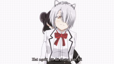 Two Anime Girls Are Standing Next To Each Other With The Words Hai Người Giờ Đã Chung Một Lời GIF