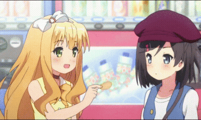 Two Anime Girls Are Standing Next To Each Other GIF