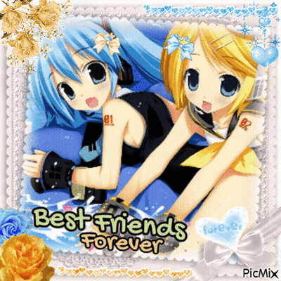 Two Anime Girls Best Friends Forever GIF