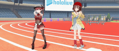 Two Anime Girls Dancing Hololive Sign GIF
