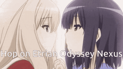 Two Anime Girls Hop On Etrian Odyssey Nexus GIF
