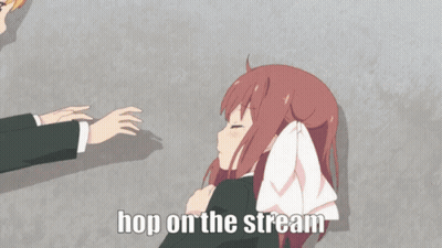 Two Anime Girls Hop On The Stream GIF