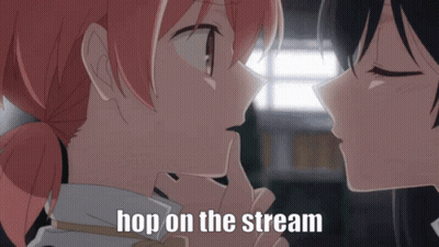 Two Anime Girls Kissing Hop On The Stream GIF