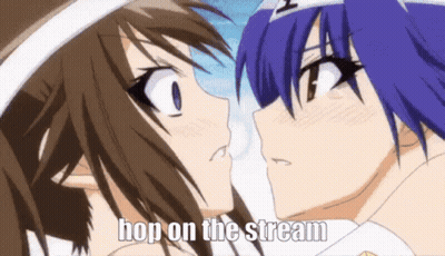 Two Anime Girls Kissing Hop On The Stream GIF