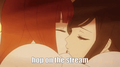 Two Anime Girls Kissing Hop On The Stream GIF