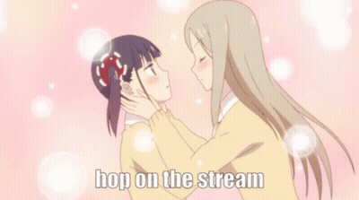 Two Anime Girls Kissing Hop On The Stream GIF
