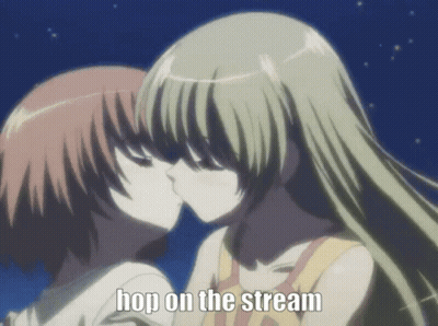 Two Anime Girls Kissing Hop On The Stream GIF