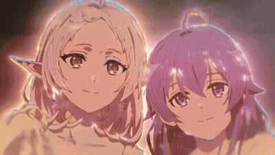 Two Anime Girls Looking At Camera GIF