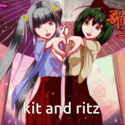 Two Anime Girls Making Heart With Hands Kit And Ritz GIF