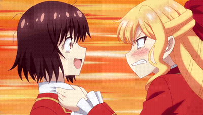 Two Anime Girls One Holding Other's Neck GIF