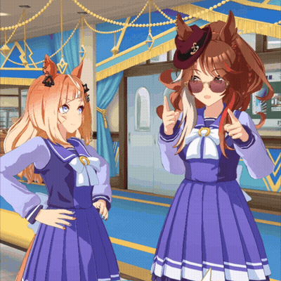 Two Anime Girls One With Hat And Sunglasses GIF