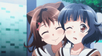 Two Anime Girls Posing With Cat Ear GIF