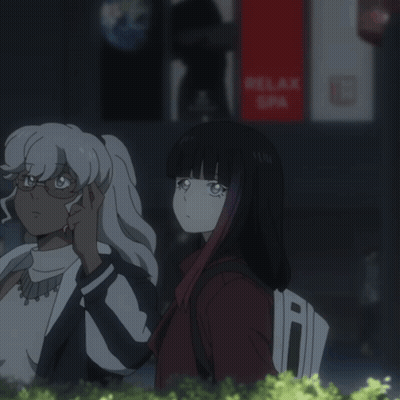 Two Anime Girls Relax Spa Sign GIF