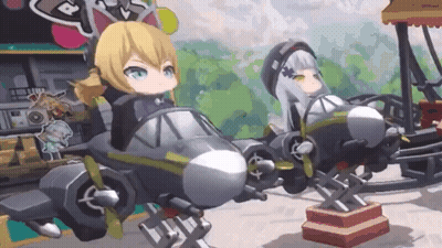 Two Anime Girls Riding Roller Coaster GIF