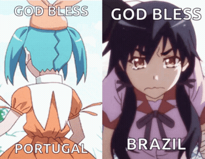 Two Anime Girls Saying God Bless Portugal And Brazil GIF