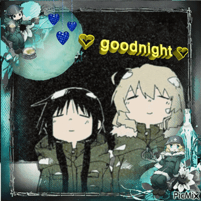 Two Anime Girls Saying Goodnight GIF