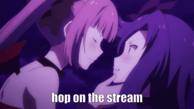 Two Anime Girls Saying Hop On The Stream GIF