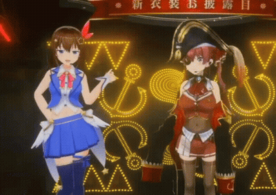 Two Anime Girls Standing By Y Sign GIF