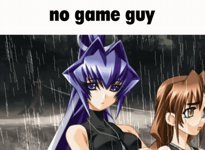 Two Anime Girls Standing In Rain Saying No Game Guy GIF