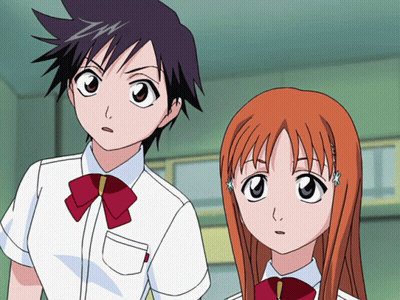 Two Anime Girls Standing Next To Each Other GIF