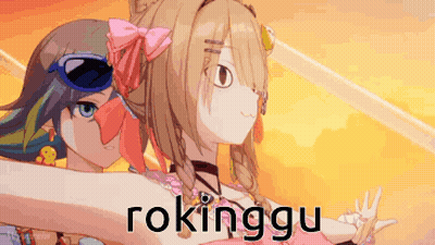 Two Anime Girls Standing Next To Each Other Rokinggu GIF