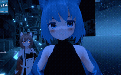 Two Anime Girls Standing Next To Each Other GIF