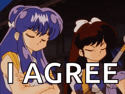 Two Anime Girls Standing Saying I Agree GIF