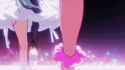Two Anime Girls Standing Together GIF