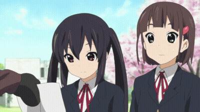 Two Anime Girls Standing Together GIF