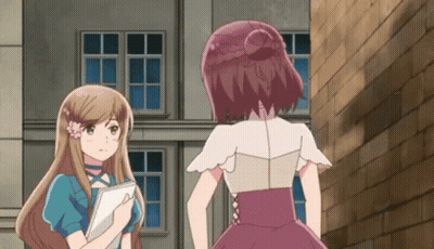 Two Anime Girls Standing Together GIF