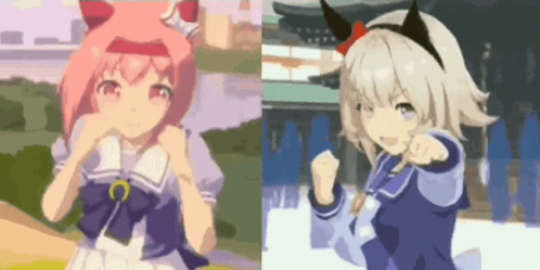 Two Anime Girls Standing Together One In Sailor Suit GIF