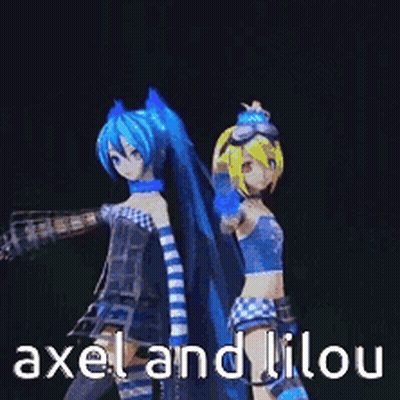 Two Anime Girls Standing With Axel And Lilou GIF