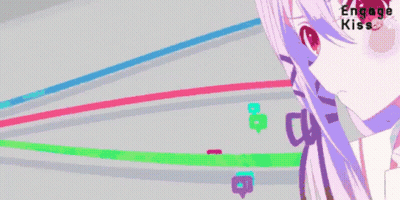 Two Anime Girls Standing With Engage Kiss GIF