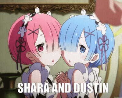 Two Anime Girls Standing With Shara And Dustin GIF