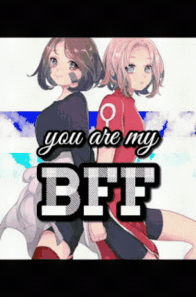 Two Anime Girls Standing You Are My BFF GIF