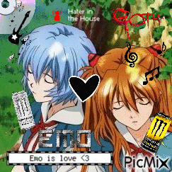 Two Anime Girls With Emo Is Love GIF