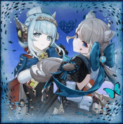 Two Anime Girls With Heart GIF