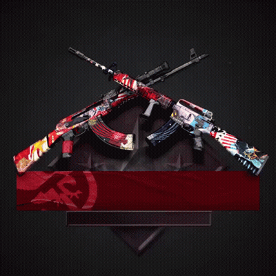 Two Assault Rifles Crossed Over Confrontation Banner GIF