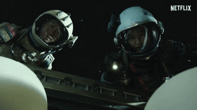 Two Astronauts Looking Up At Sky GIF